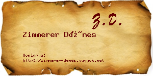 Zimmerer Dénes névjegykártya